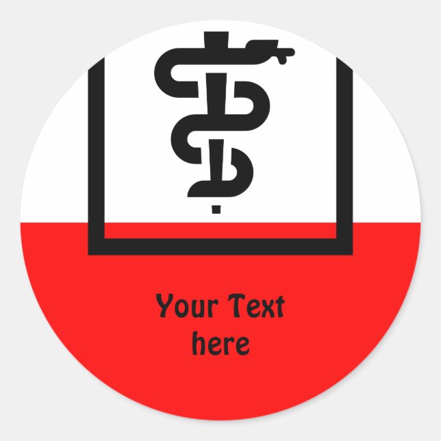 Simply Symbols - Rod of Asclepius + your ideas Classic Round Sticker (Front)