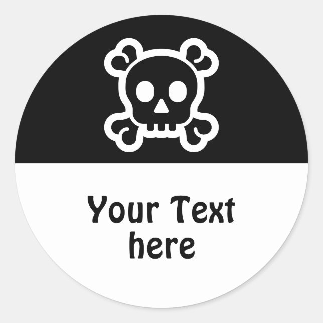 Simply Symbols - SKULL & BONES + your ideas Classic Round Sticker (Front)