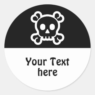 Simply Symbols - SKULL & BONES + your ideas Classic Round Sticker