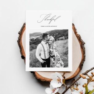 Simply Thankful Wedding Photo Thank You Postcard