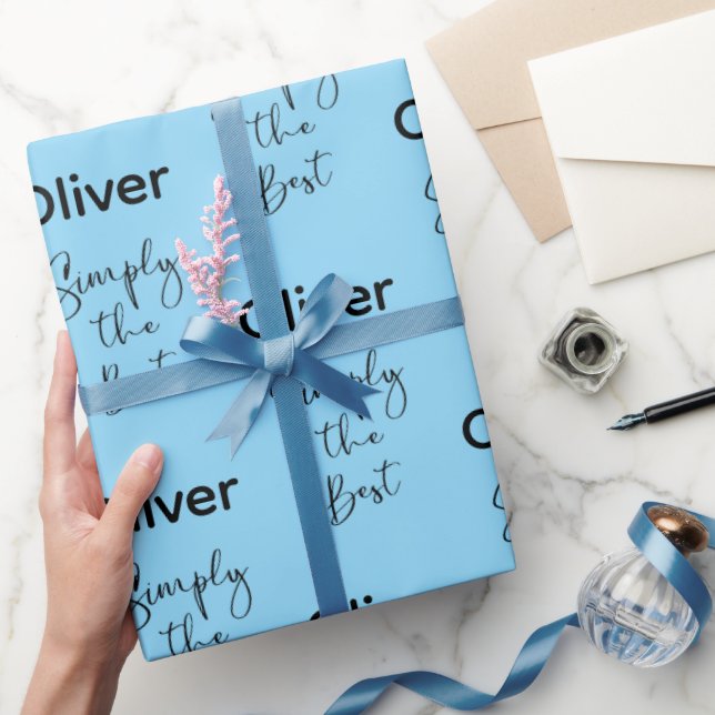 Simply the Best Personalized Pale Blue Wrapping Paper (Gifting)