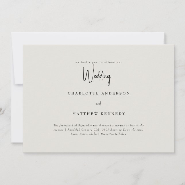 Simply Us Cream No Parents Wedding Invitation (Front)