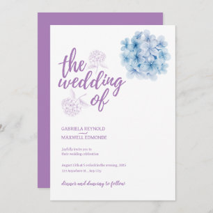 Simply Watercolor Blue Hydrangea Wedding Invitation