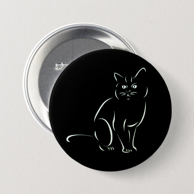 Simply White Kitty Cat 7.5 Cm Round Badge (Front & Back)