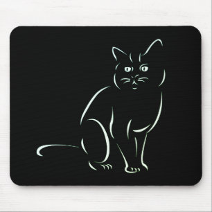 Simply White Kitty Cat Mouse Pad