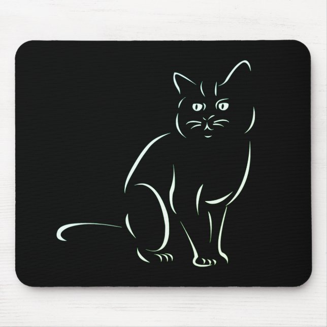 Simply White Kitty Cat Mouse Pad (Front)