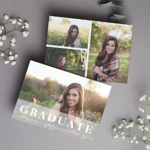 Simply White   Multi Photo Graduation Announcement