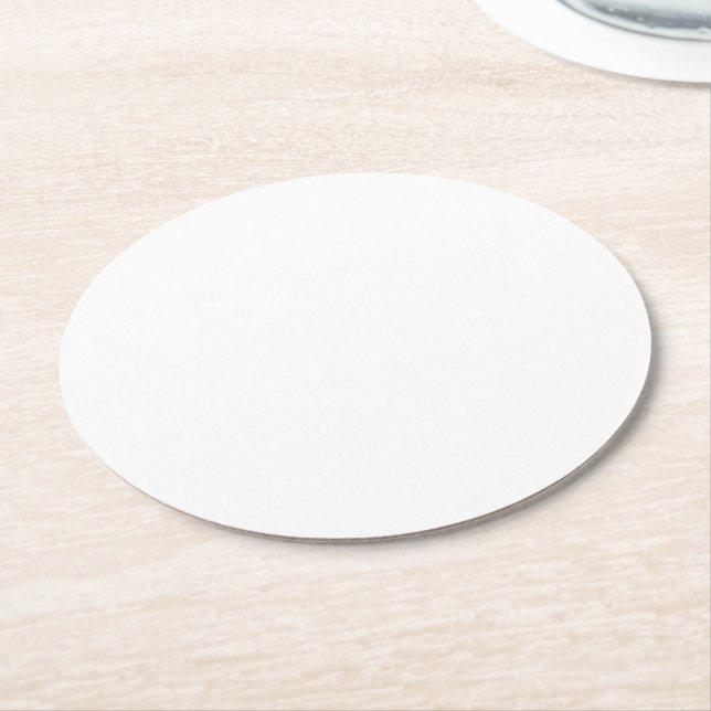 Simply White Solid Colour Personalise It Custom Round Paper Coaster (Angled)