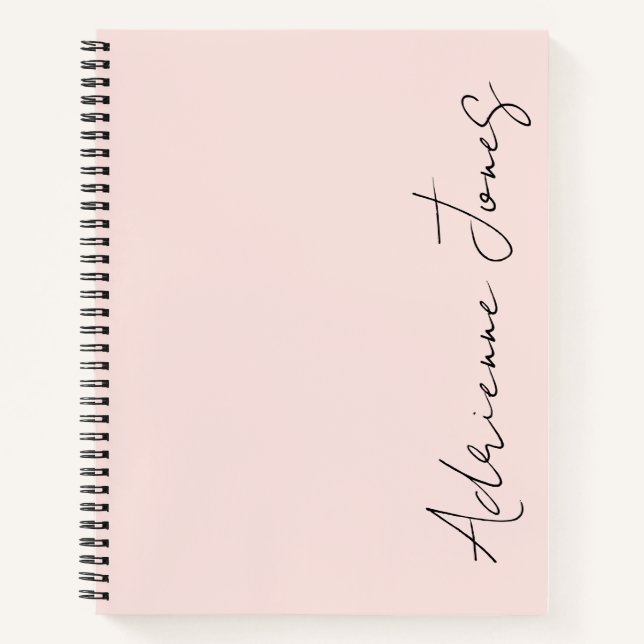 Simply Your Name Pastel Pink & Black Notebook (Front)