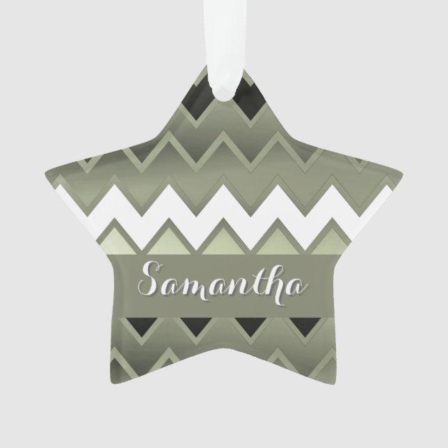 Simply ZigZag – Olive Green Ornament (Front)