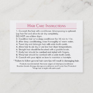 Simplybella-Hair-Care-Instructions Business Card