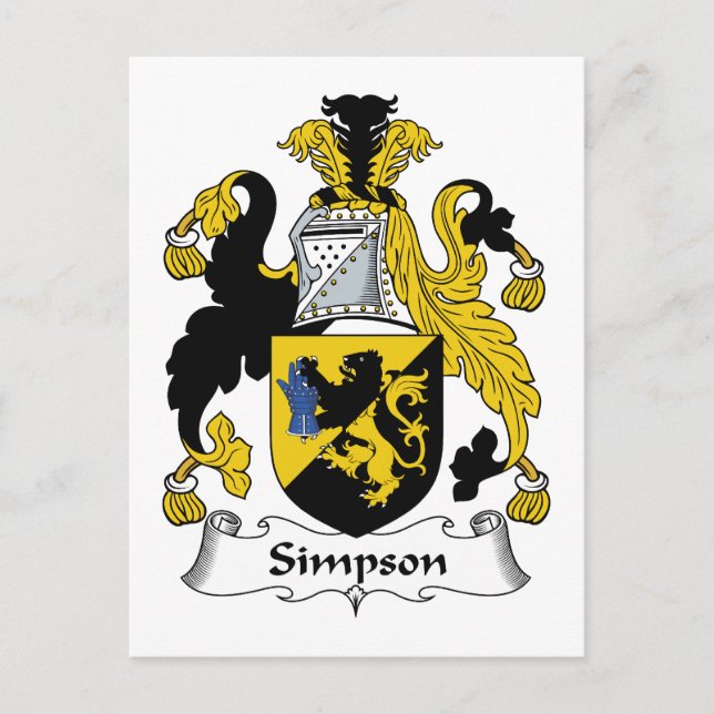 Simpson Family Crest Postcard (Front)