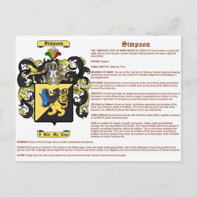 simpson (meaning) postcard (Front)