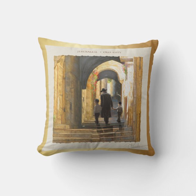 Simta Jerusalem Old City Israel Oil Painting ART Cushion (Front)