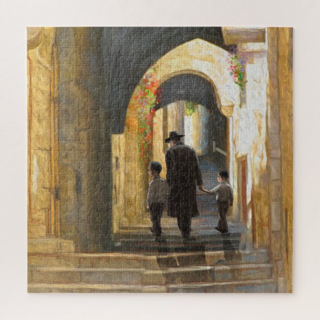Simta Jerusalem Old City Israel Oil Painting ART Jigsaw Puzzle (Vertical)