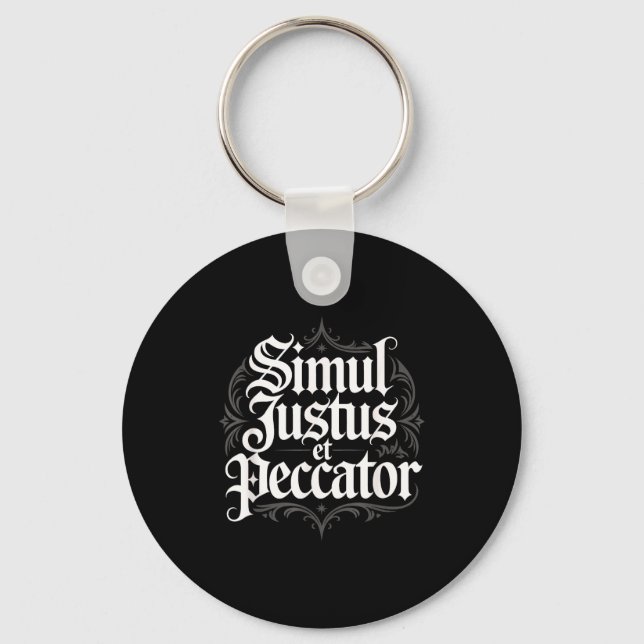 Simul Justus Et Peccator For Reformed Christian  Key Ring (Front)
