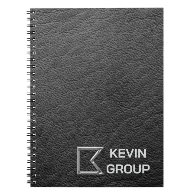 Simulated Black Leather Business Logo Notebook (Front)