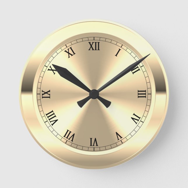 Simulated Brass Round Clock (Front)