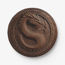 Simulated Carved Wood Dragon