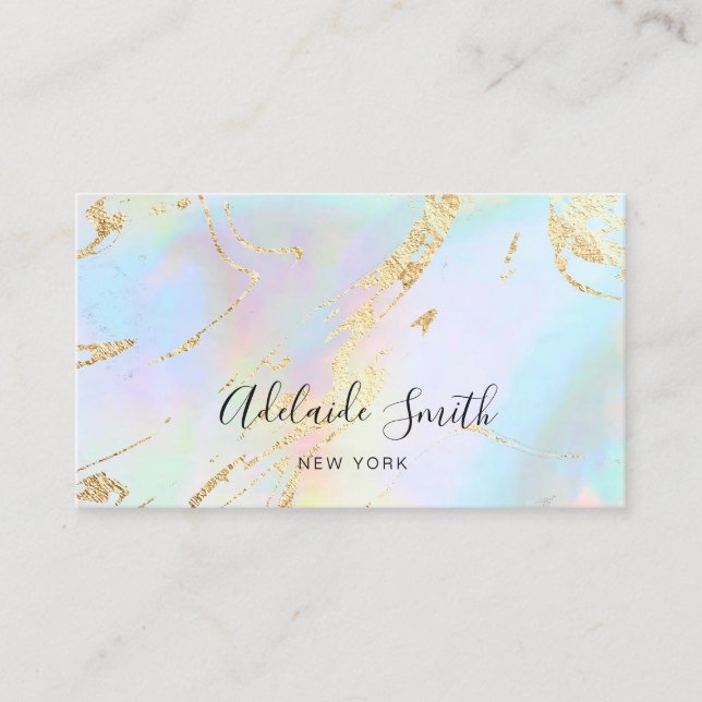 simulated foil details FAUX holographic Business Card (Front)