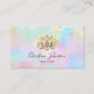 simulated foil lotus on FAUX holographic effect Business Card