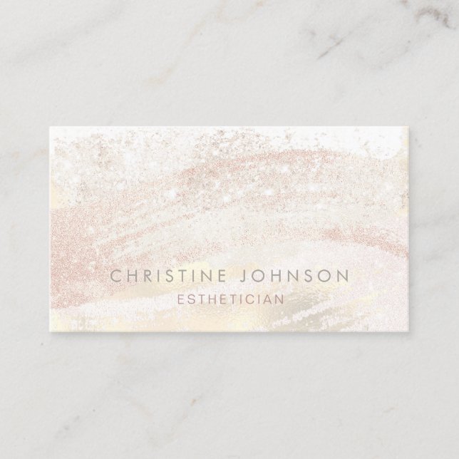 simulated glitter and foil skincare aesthetician business card (Front)
