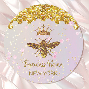 simulated glitter bee  classic round sticker