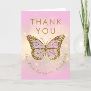 simulated glitter butterfly thank you card