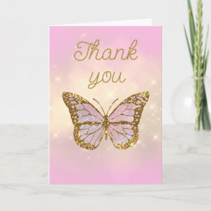 simulated glitter butterfly thank you card