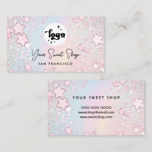 simulated glitter delicate pastel rainbow business card
