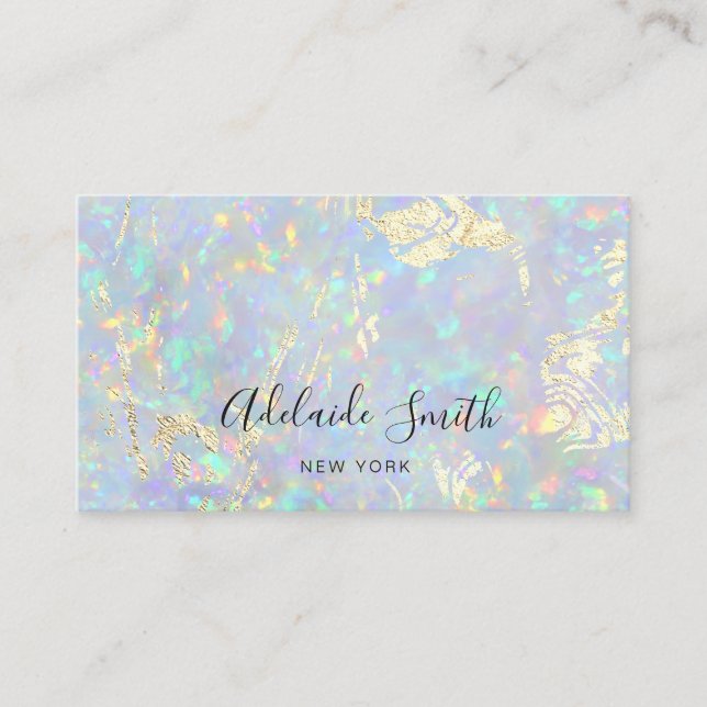 simulated glitter details on opal texture business card (Front)