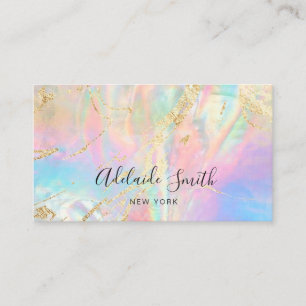 simulated glitter FAUX holographic marble Business Card