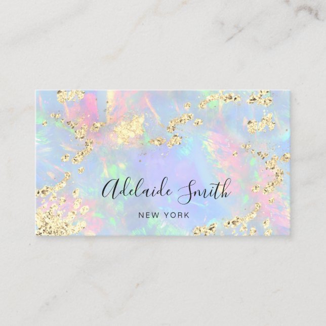 simulated glitter on faux iridescent opal business card (Front)
