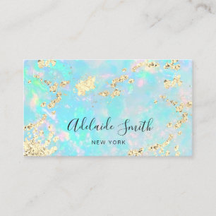 simulated glitter on faux iridescent opal photo business card