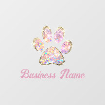 simulated glitter paw print window cling