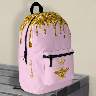 simulated glitter Queen Bee design Printed Backpack