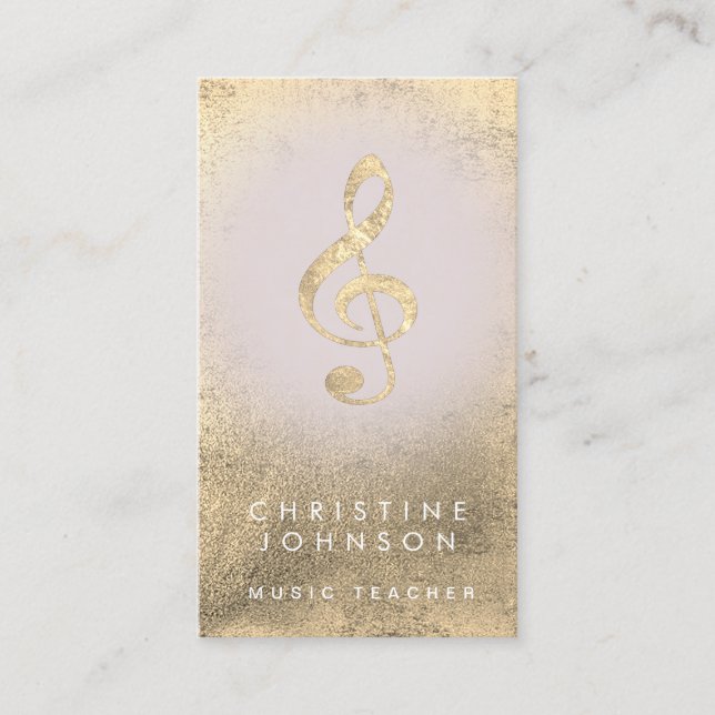 simulated gold foil treble clef business card (Front)