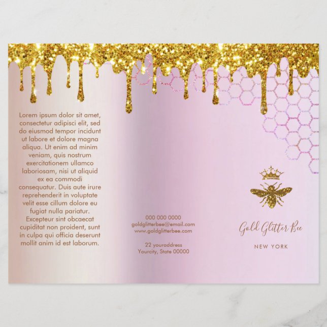 simulated gold glitter queen bee brochure (Front)