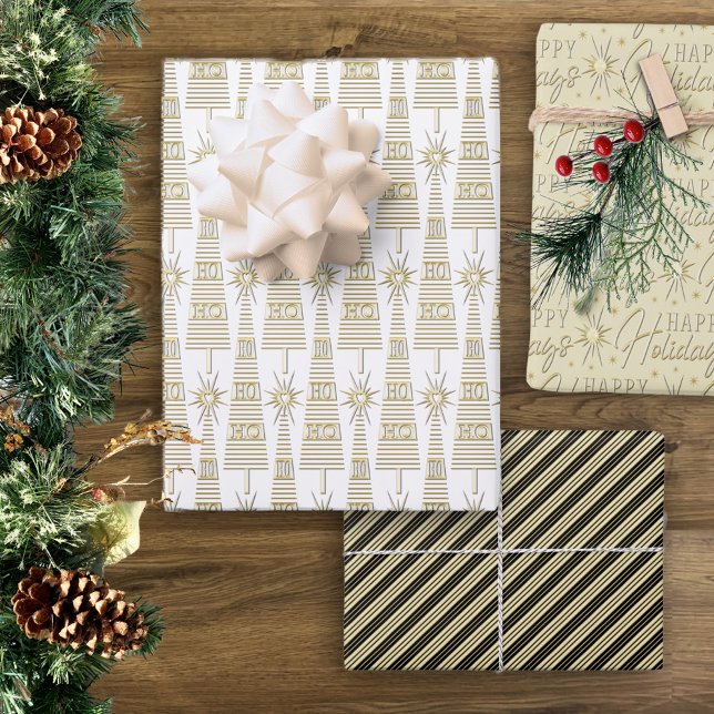 Simulated Gold Metalic Typography Christmas Wrapping Paper Sheet (Creator Uploaded)
