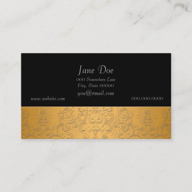 Simulated Gold with Embossed Ornate Design Business Card (Front)