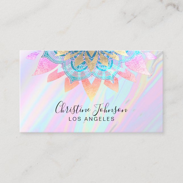 simulated iridescence lotus decor business card (Front)