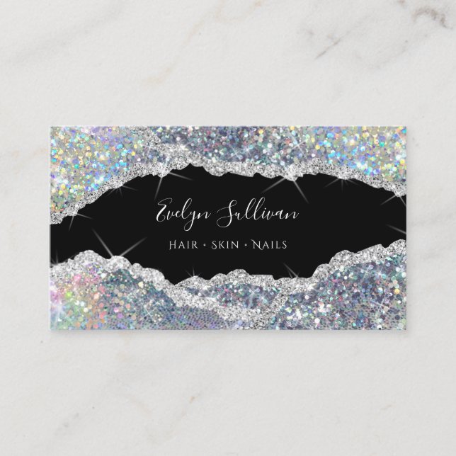 Simulated iridescent glitter business card (Front)
