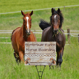 Simulated Rustic Wood Horse Boarding Garden Sign