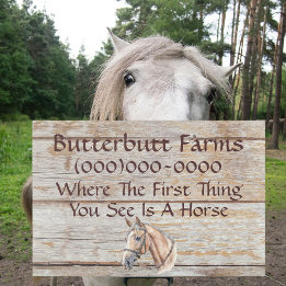 Simulated Rustic Wood Horse Farm  24x36 Yard Sign