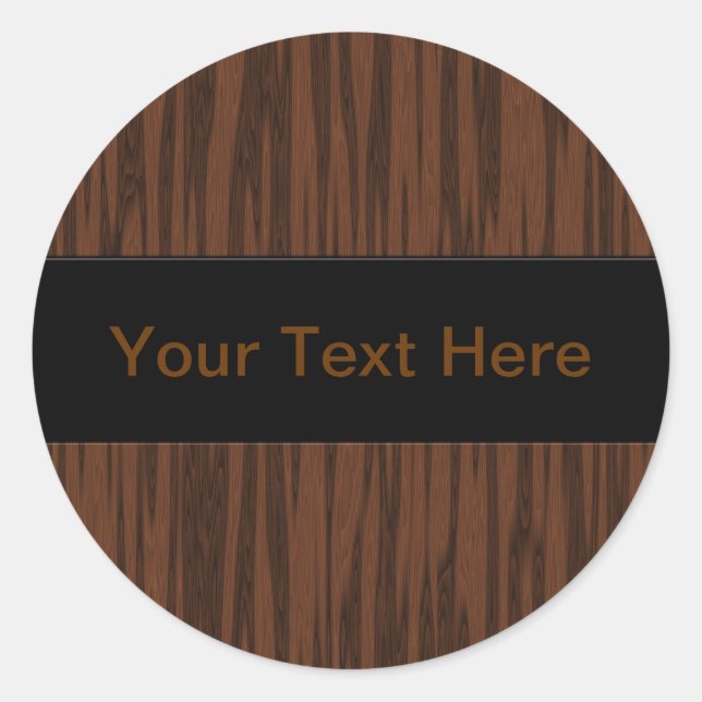 Simulated Walnut Classic Round Sticker (Front)