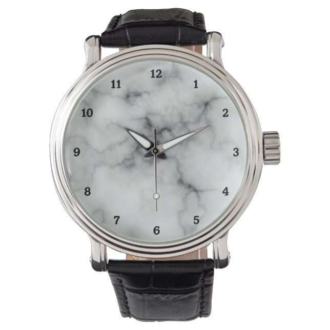 Simulated White and Black Marble Watch (Front)