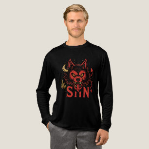 Sin Wolf T-Shirt – Fierce Devil Wolf Head Graphic Tri-Blend Shirt