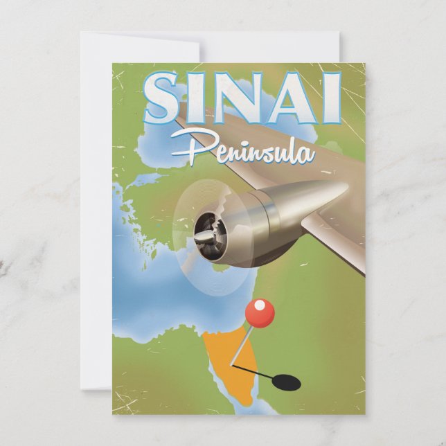 Sinai Peninsula Flight travel poster Invitation (Back)