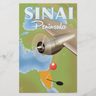 Sinai Peninsula Flight travel poster Stationery