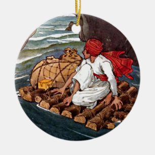 Sinbad the Sailor Shipwreck Treasure Aladdin Boy Ceramic Tree Decoration